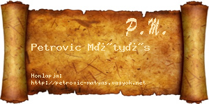 Petrovic Mátyás névjegykártya